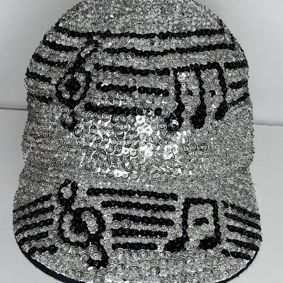 JC Brand Silver Black Sequin Music Notes Treble Clef Teacher Baseball Cap Hat OS main image 7